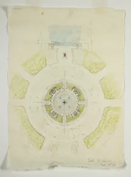 Potomac Rond Punt, Washington D.C., Circulair Zwembad Plan Schets