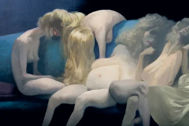 De jonge bruid en de dode vrouwen (detail), uit Blauwbaard door Charles Perrault (1628-1703)