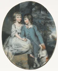 Cropley Ashley-Cooper (later 6e graaf van Shaftesbury) met zijn zus Mary Anne Ashley-Cooper, later Lady Sturt of Crichel, ca.1776 (pastel met zwart en rood krijt en grafiet)