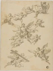 Schetsen van engelen en putti