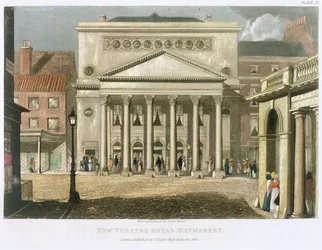 Nieuw Theatre Royal, Haymarket, in Londen, ontworpen door John Nash in 1821, 1826