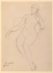 Tekening, Zittend vrouwelijk naakt, 1870-80