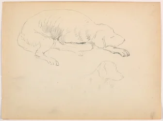 Tekening, Milo (een Pointer), Twee studies, ca. 1862