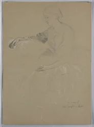 Tekening, Mrs. William Wright en kind, 1857