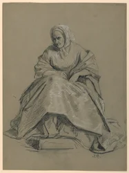 Tekening, Studie voor "Martha Washington Receptie", 1860
