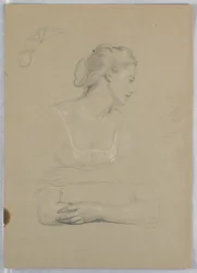 Tekening, Studie voor "Martha Washington Receptie", 1860