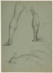 Tekening, Twee anatomische studies, ca. 1850