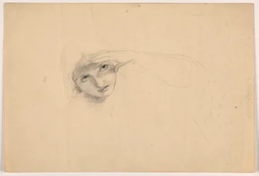 Tekening, Vrouw die haar ogen afschermt, ca. 1844