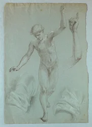 Naakte Engel, Arm van Engel, en Draperiestudies, Studie voor "Droom van Genade"