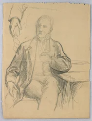 Schets van zittende man in fauteuil