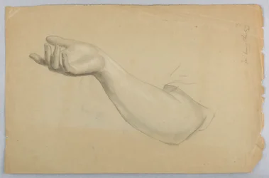 Studie van rechterhand voor "Les van Liefdadigheid"