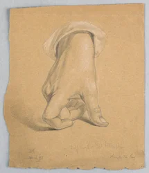 Studie van de rechterhand van Alexander Hamilton