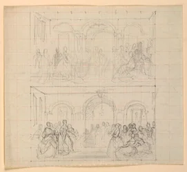 Twee figuurcomposities voor het schilderij 