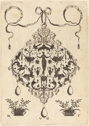 Grote hanger, Flora staand, met een fruitkrans