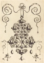 Groot Hanger met Twee Dubbele Kruisen, Omringd door Zes Grote en Zestien Kleine Tafels