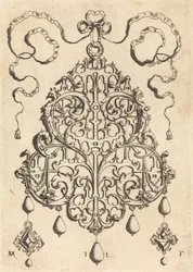 Grote Bandwerk Hanger met Twee Hangers als Oorbellen Links en Rechts