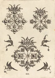 Drie Broches met Fantasievogels Links, Rechts en Onder