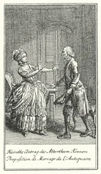 Huwelijksaanzoek van de Antiquair (gravure)