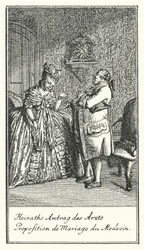 Huwelijksaanzoek van de dokter (gravure)