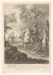 Allegorische voorstelling met Frederik de Grote te paard