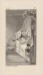 Caesar wil op het bed van de dromende Lady Charlotte springen
