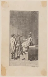 Kopergravure bij Diderots „Jakob en zijn heer“, eerste deel