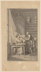 Titelgravure voor Webers „Leben, Thaten und Meinungen des Dr. J. Peter Menadie“, eerste deel