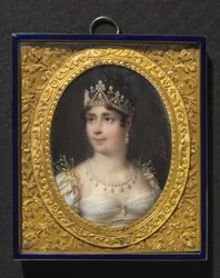 Portret van Joséphine de Beauharnais, keizerin van Frankrijk, ca. 1806 (aquarel op ivoor in een verguld metalen en geëmailleerde lijst)