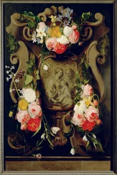 Stilleven met Heilige Familie (olieverf op eikenhout)