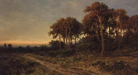 Landschap met Twee Figuren bij Zonsondergang