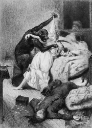 Illustratie voor ‘De moorden in de Rue Morgue’ van Edgar Allan Poe (1809-49), gegraveerd door Eugene Michel Abot (1836-94)