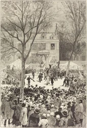 Manifestation populaire du 27 Février pour fêter le 80e anniversaire van Victor Hugo, 1881