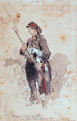 Vrouw bij het stadhuis, tweede dag van de Parijse Commune, 1871
