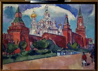 Rode Plein met de Basiliuskathedraal in Moskou, circa 1910