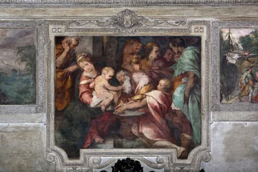 De Aanbidding der Wijzen Fresco door Daniele Crespi (1598-1630) 17e eeuw Milaan, Kerk van St. Alessandro in Zebedia