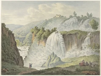 Gezicht op de watervallen van Tivoli