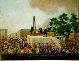 De executie van koning Lodewijk XVI ... (olieverf op hout)