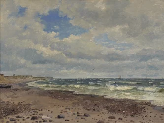 Een strand met duinen. De westkust van Jutland