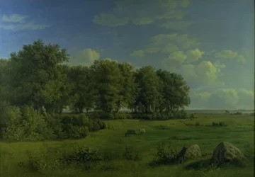 Het eiland Brandsø met Wedellsborg Bos, Funen, in de verte