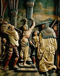Martelaarschap van de heilige Agatha (kalkhouten reliëf)