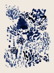 Vloeiende blauwe penseelstreken