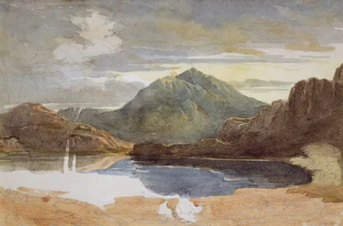 Een meer in Noord-Wales, Snowdon in de verte