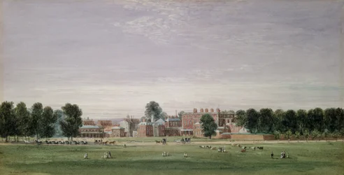 Buckingham House vanuit Green Park, 1825
