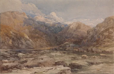 Rivierlandschap in Wales, ca. 1850