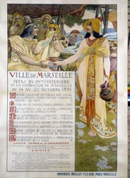 Poster voor de vieringen van de 25e eeuw van de oprichting van de stad Marseille van 14 tot 22/10/1899