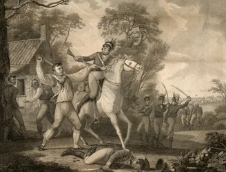 Peter Franciscos dappere actie met negen van Tarletons cavalerie in het zicht van een troep van vierhonderd mannen, pub. 1814