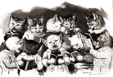 Zingend kattenkoor, begin 20e eeuw (illustratie)