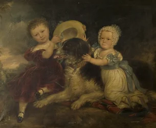 Arthur en Frances Hood, de kinderen van Sir Arthur Gregory van Styvechale Hall, en Nelson, 1838