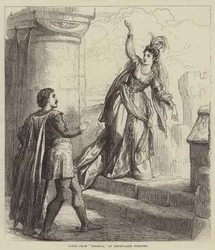 Scène uit Rebecca, in Drury-Lane Theatre