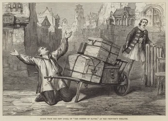 Scène uit de Nieuwe Opera van De Portier van Havre, in het Princess